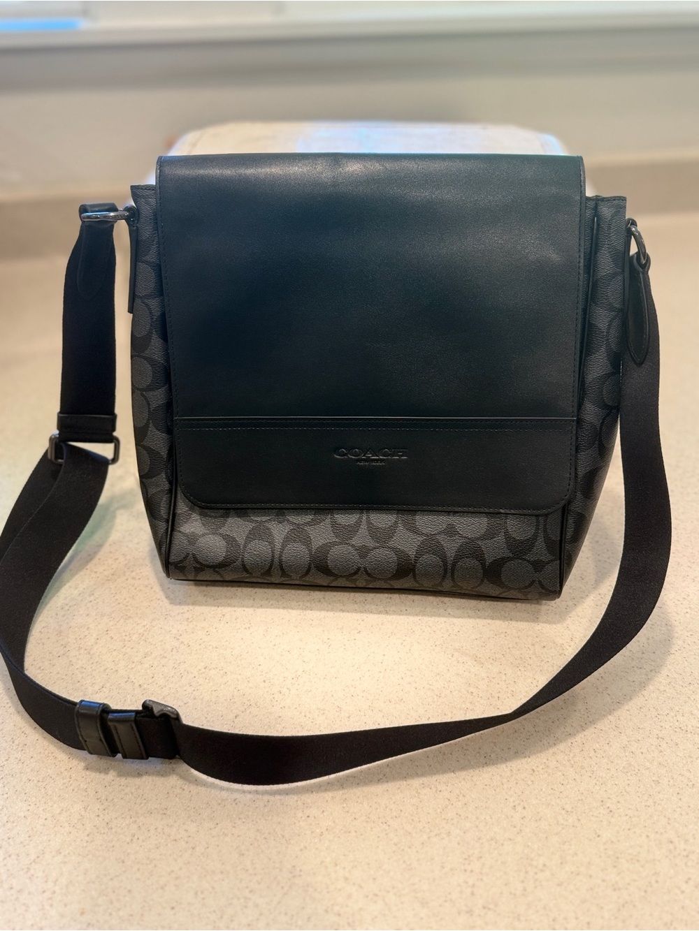 Coach Black Signature Canvas & Leather Messenger Bag